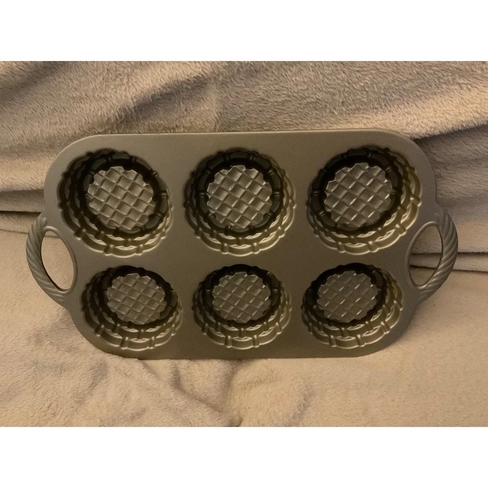 Nordic Ware tartlet multi baking pan basket weave new gold color new